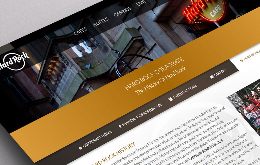 Hard Rock Corporate pages