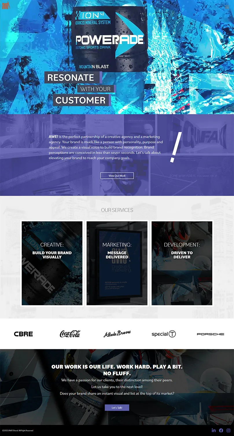 awe Brand page layout