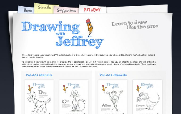 Drawing with Jeffrey stencils page design